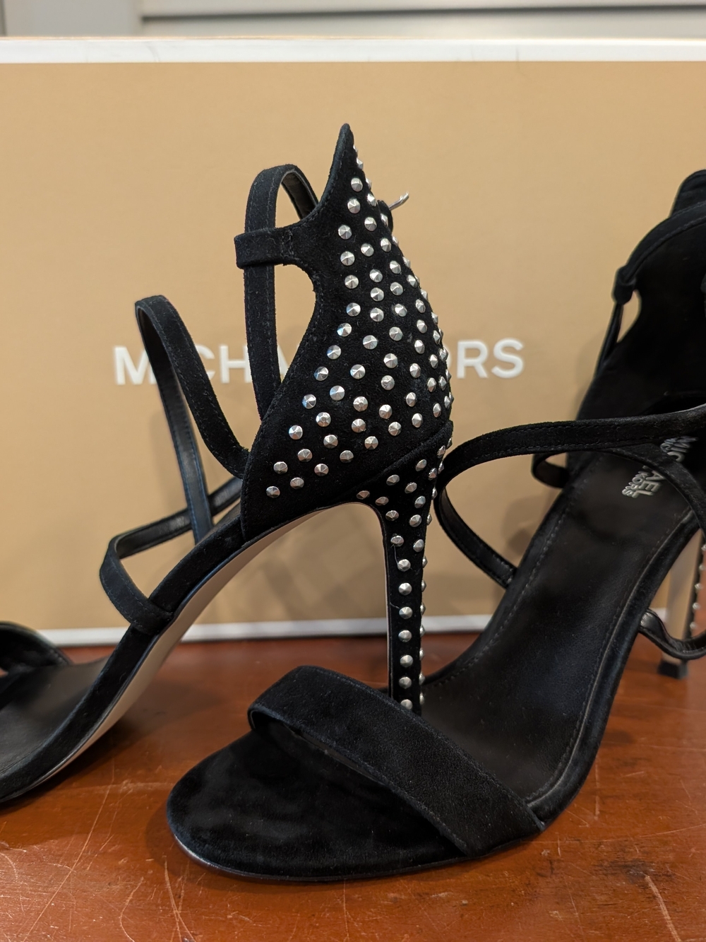Michael Kors Black Studded Suede High Heel Sandals